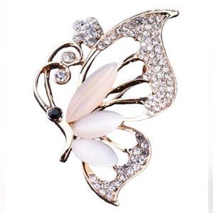 Pink Butterfly Brooch Sparkling Crystals Pin Cottagecore Fairycore Jewelry New